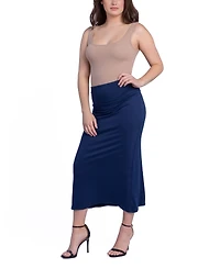 24Seven Comfort Apparel Women's Foldable Waistband Relaxing to Wear Skirt