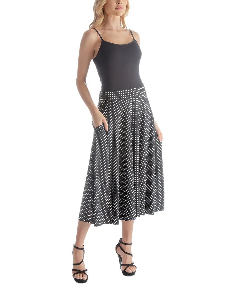 24seven Comfort Apparel Women's Pleated Pocket Midi Skirt