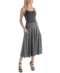 24seven Comfort Apparel Women's Pleated Pocket Midi Skirt