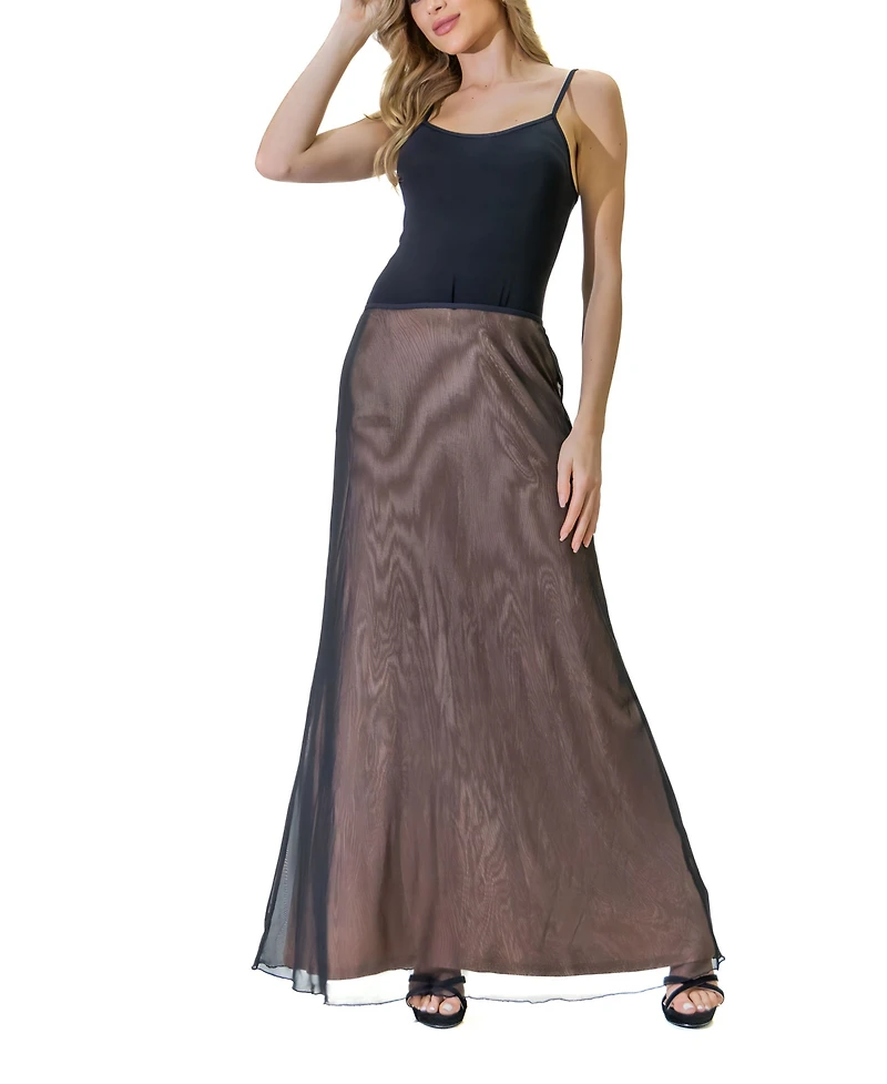24seven Comfort Apparel Women's Elastic Waist Dressy Maxi Skirt