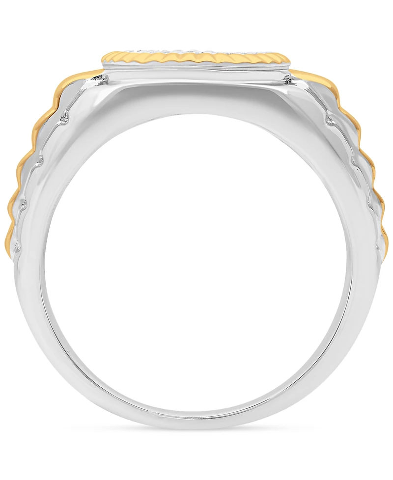 Men's Diamond Circle Cluster Ring (1/3 ct. t.w.) in Sterling Silver & 18k Gold-Plate