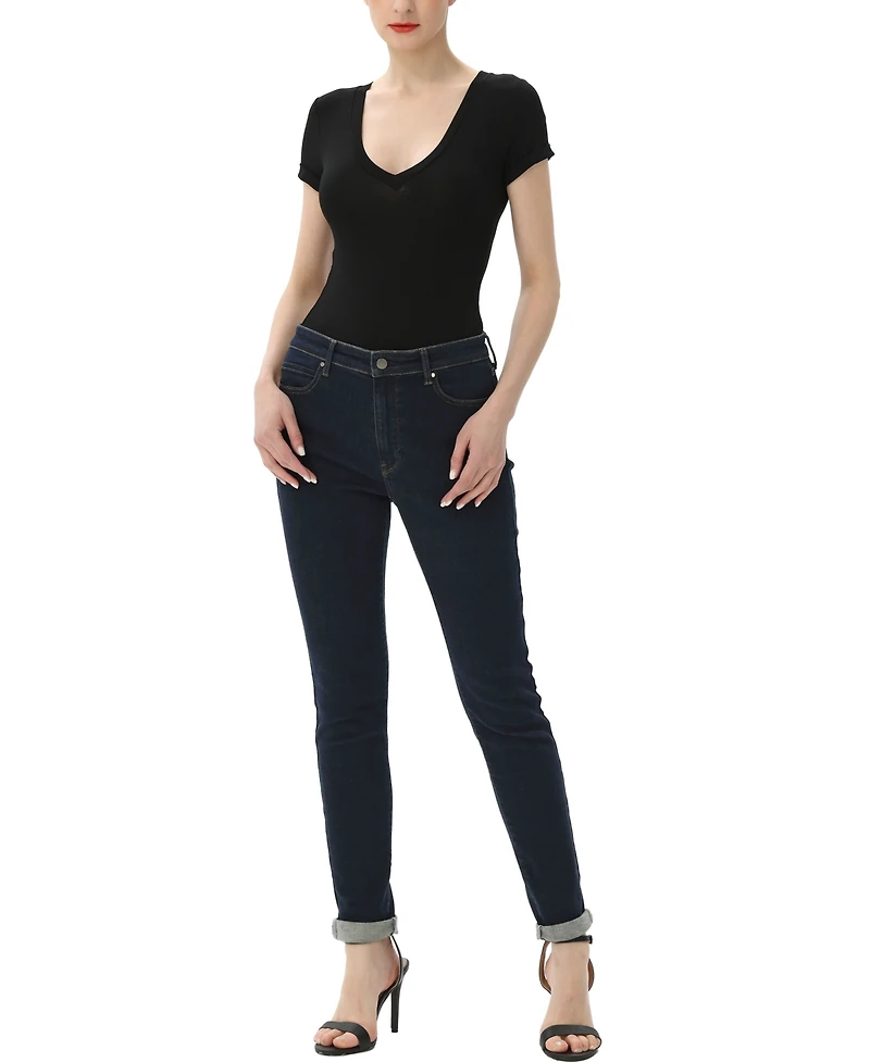 kimi + kai Women's V-neck Basic Bodysuit Top