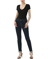 kimi + kai Women's V-neck Basic Bodysuit Top