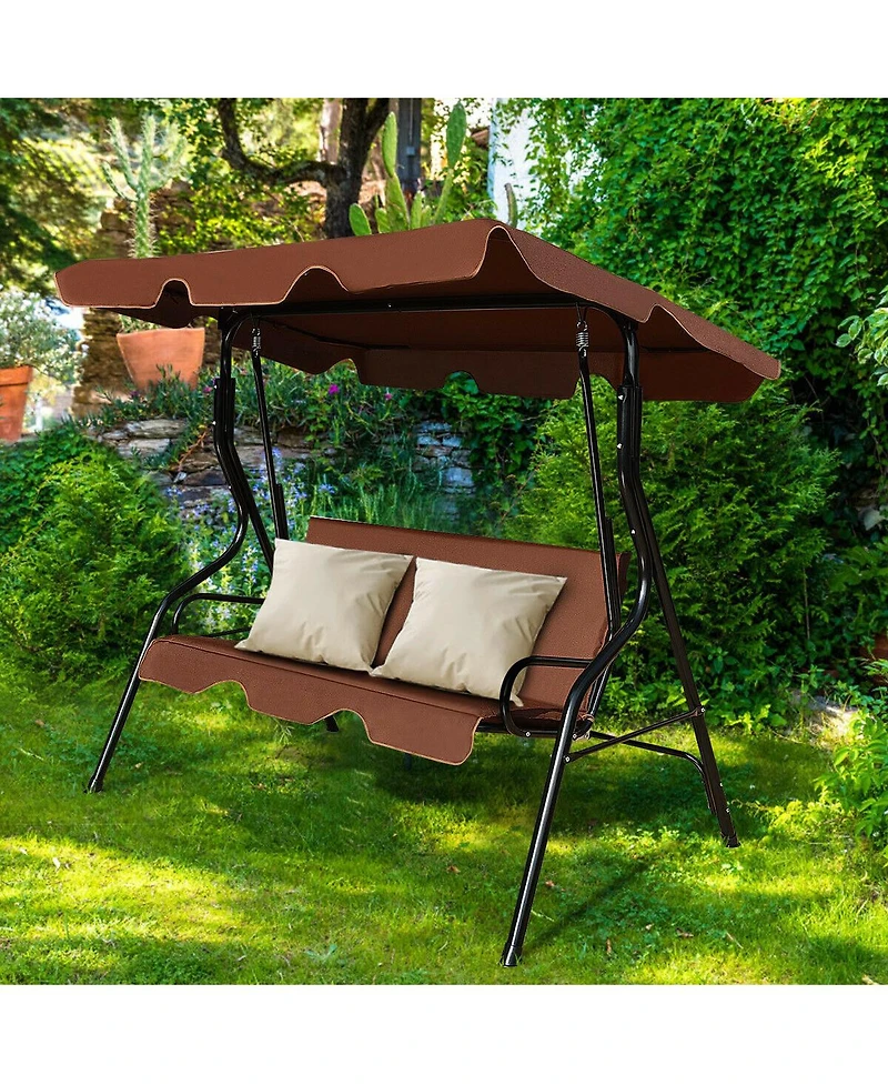 3 Seats Patio Canopy Swing Glider Hammock Cushioned