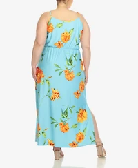 White Mark Plus Floral Strap Maxi Dress