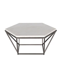 Steve Silver Corvus 36" Hexagonal Shape Marble Top Cocktail Table