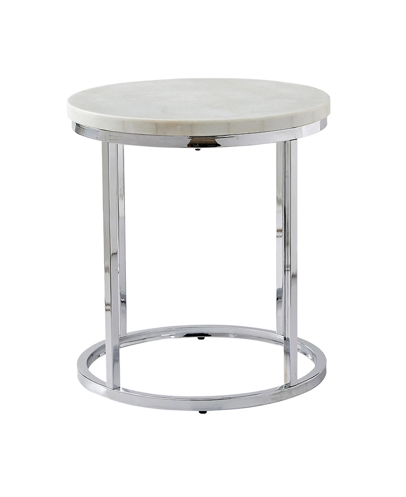 Steve Silver Echo 22" Round Marble and Chrome End Table