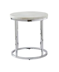 Steve Silver Echo 22" Round Marble and Chrome End Table