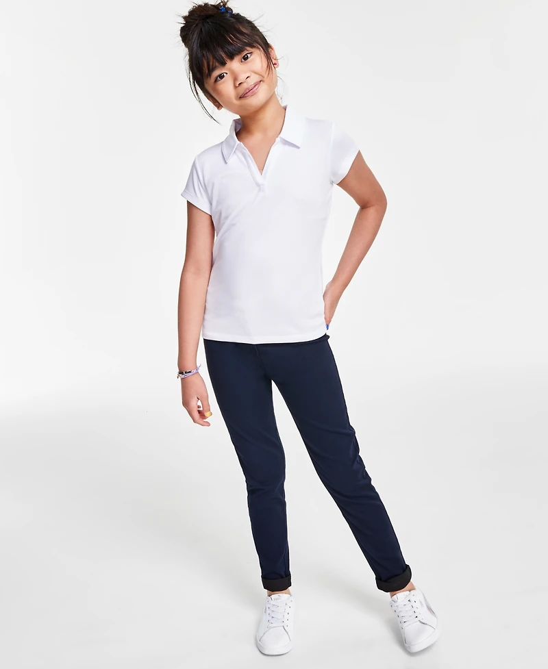 Nautica Big Girls Uniform Short Sleeve Performance Knit Polo Top