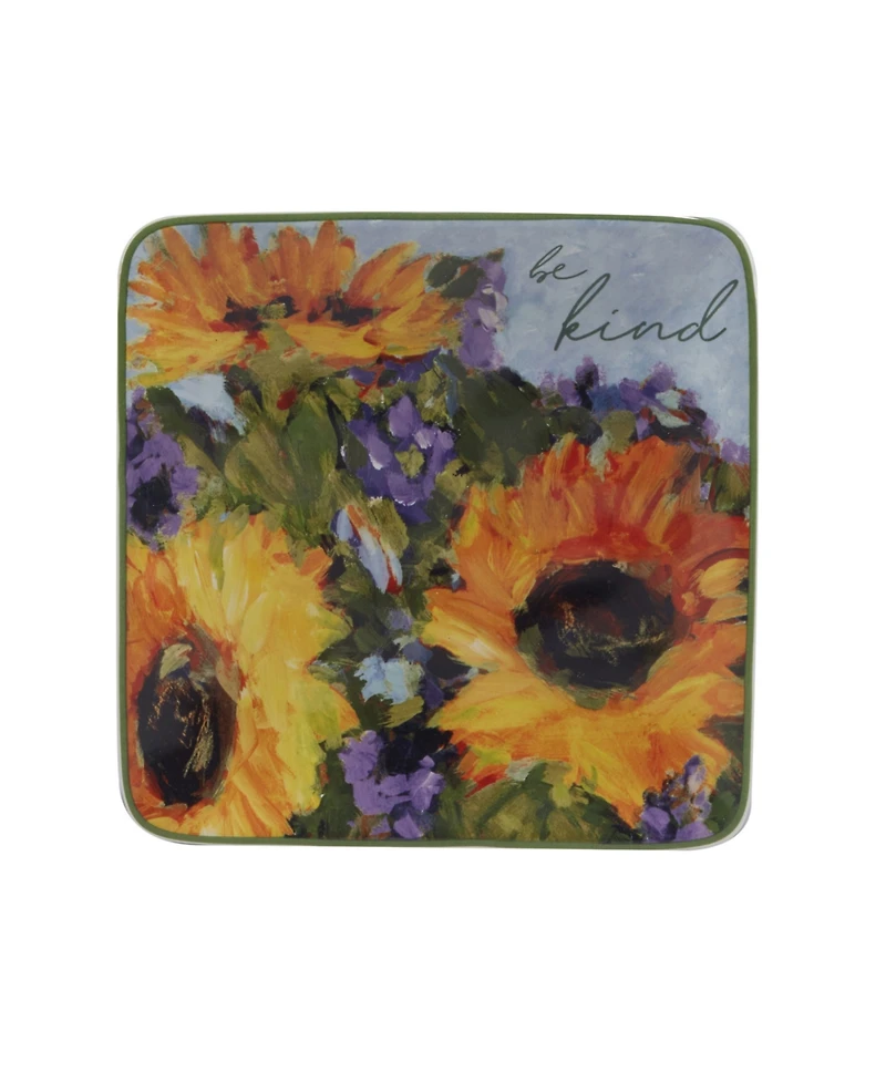 Certified International Sunflower Bouquet Set of 4 Canape Plates, 6"
