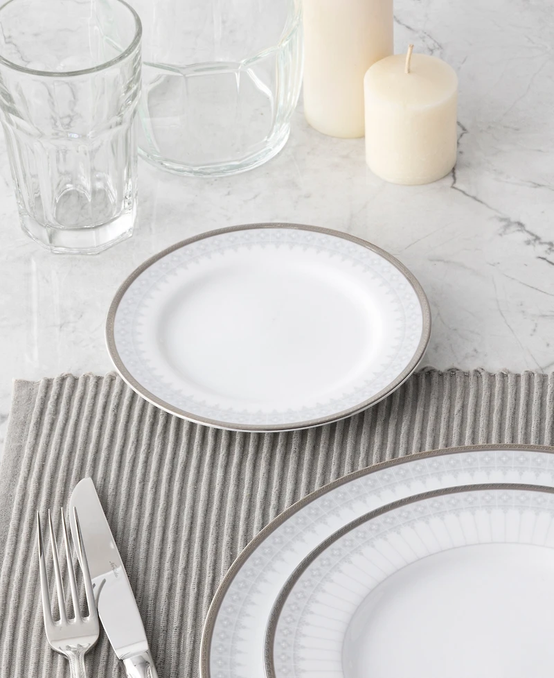 Noritake Silver Colonnade 4 Piece Bread Butter/Appetizer Plates Set, Service for 4