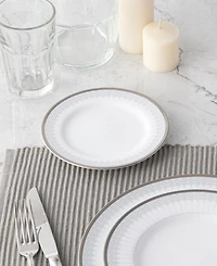 Noritake Silver Colonnade 4 Piece Bread Butter/Appetizer Plates Set, Service for 4