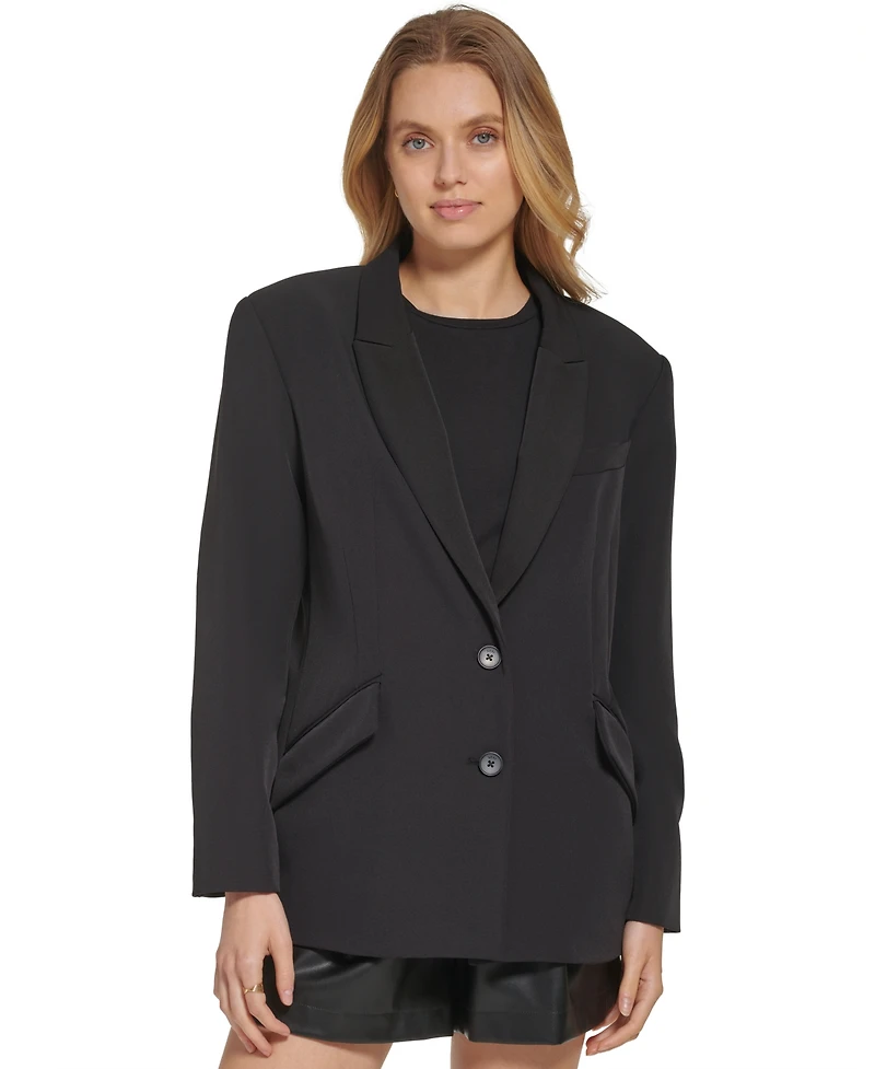 Dkny Women's Peak Lapel Two-Button Long-Sleeve Blazer