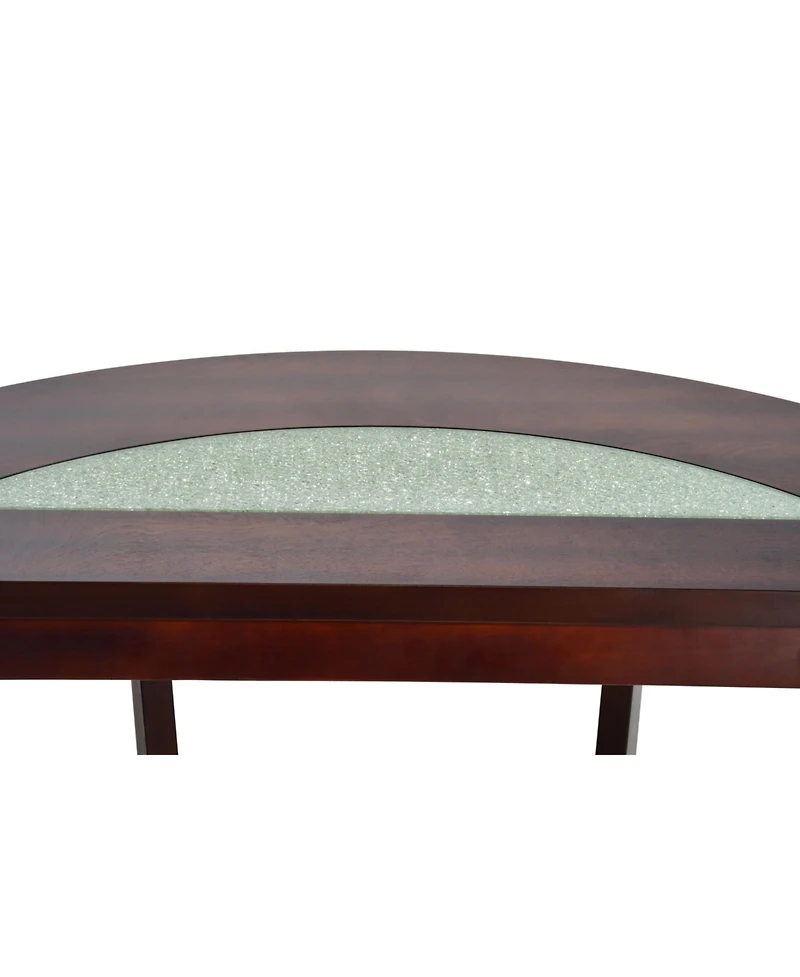 Steve Silver Rafael 45" Demilune Merlot Wood Sofa Table with Cracked Glass Insert