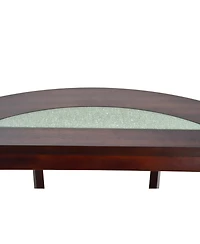 Steve Silver Rafael 45" Demilune Merlot Wood Sofa Table with Cracked Glass Insert