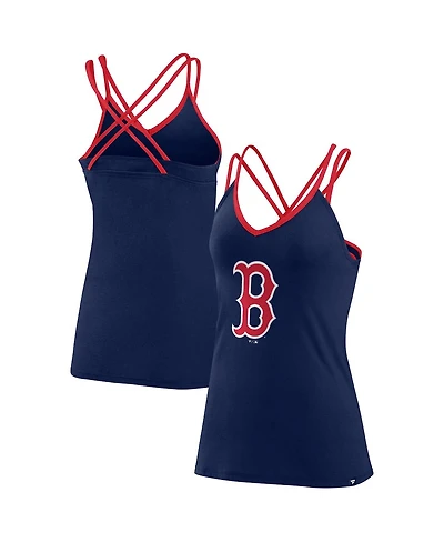 Women's Fanatics Navy Boston Red Sox Barrel It Up Cross Back V-Neck Tank Top
