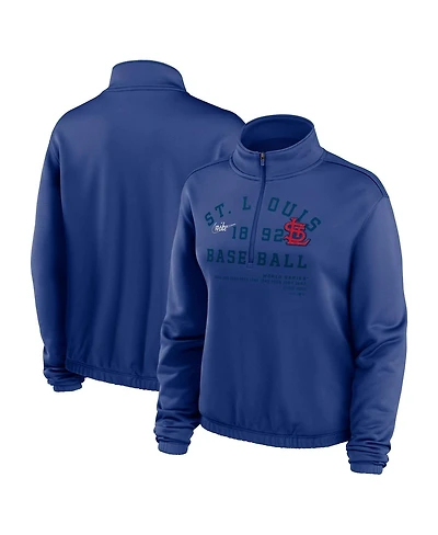 Women's Nike Royal St. Louis Cardinals Rewind Splice 1/4-Zip Sweatshirt