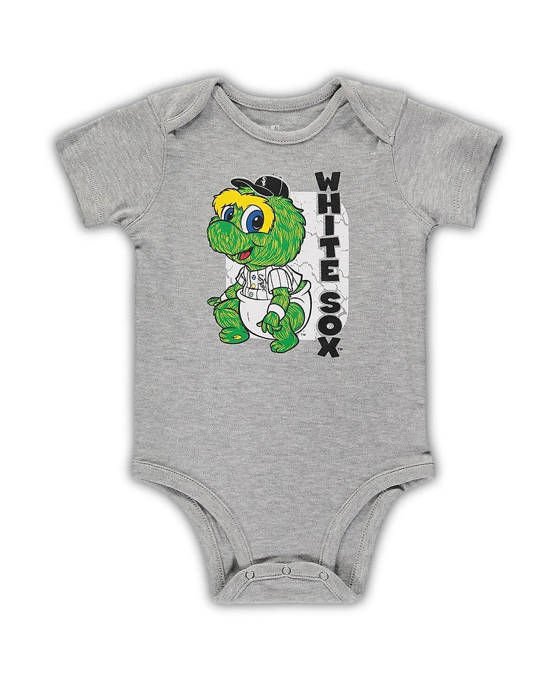 Infant Boys and Girls Black, White, Heathered Gray Chicago White Sox 3-Pack Change Up Bodysuit Set