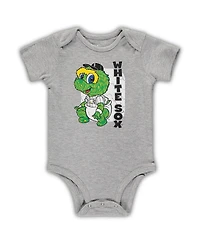 Infant Boys and Girls Black, White, Heathered Gray Chicago White Sox 3-Pack Change Up Bodysuit Set