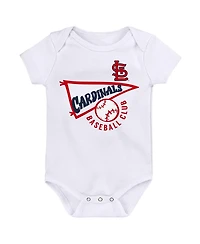 Newborn and Infant Boys Girls Navy, White, Heather Gray St. Louis Cardinals Biggest Little Fan 3-Pack Bodysuit Set