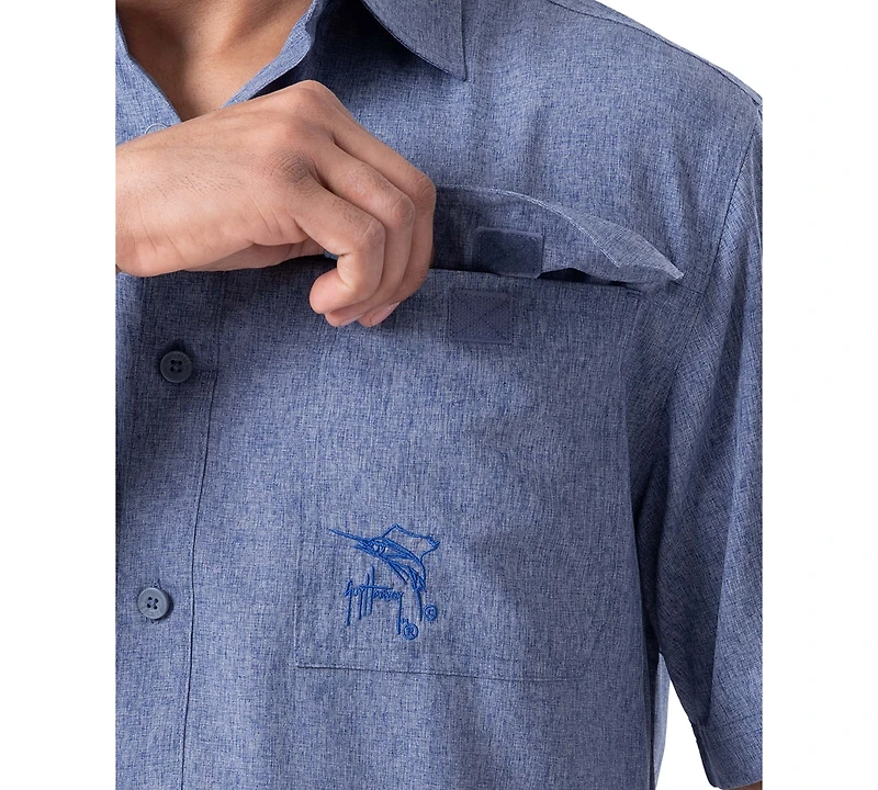 Guy Harvey Men's Short Sleeve Heathered Fishing Shirt