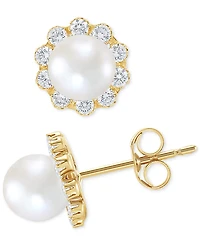 Birthstone Stud Earrings 14k Gold or White