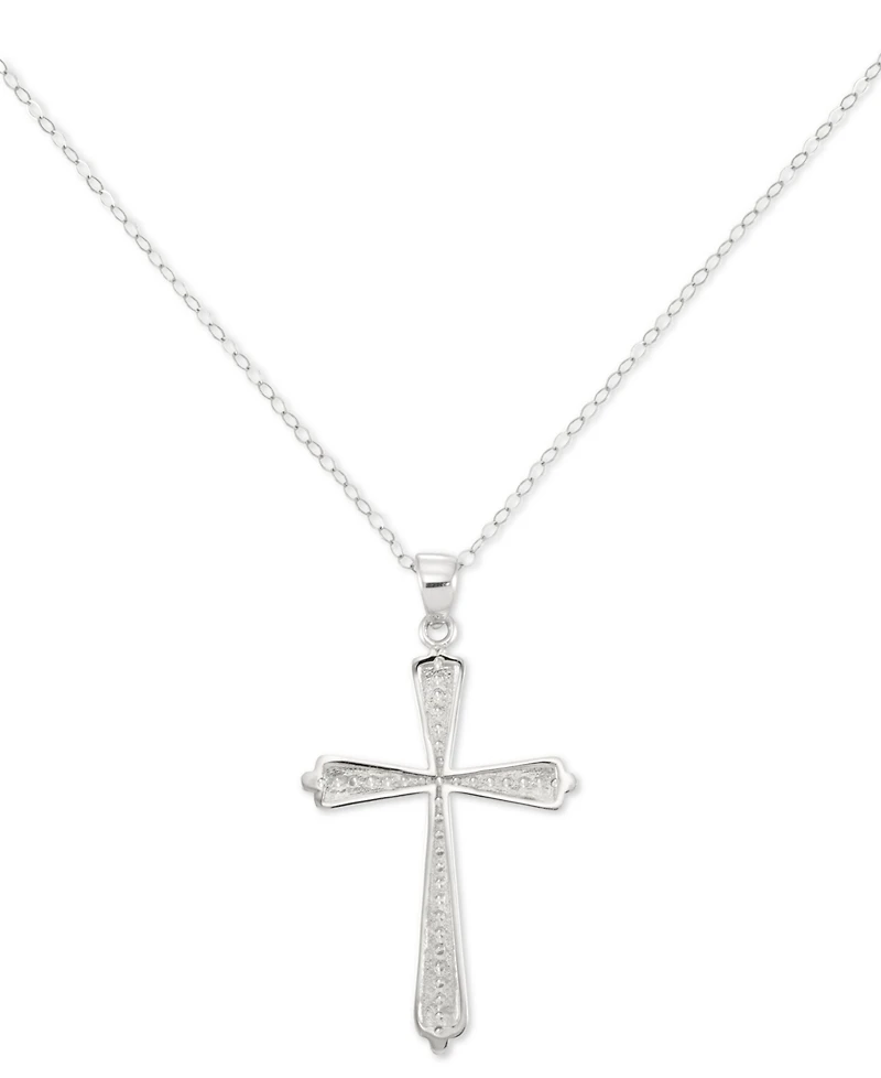 Crystal Cross 18" Pendant Necklace 10k Gold