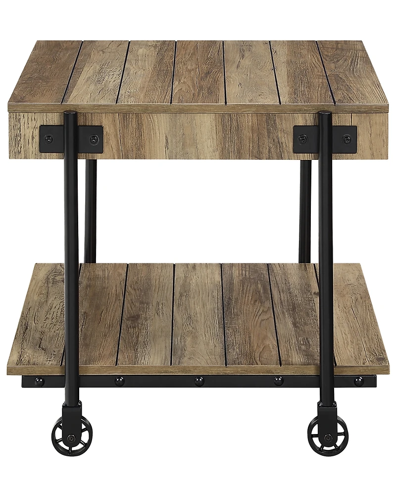 Furniture of America Luther 2 Piece Steel Industrial Coffee End Table Set