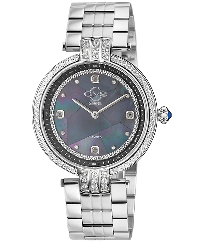 GV2 by Gevril Women's Matera Swiss Quartz Silver-Tone Stainless Steel Watch 35mm
