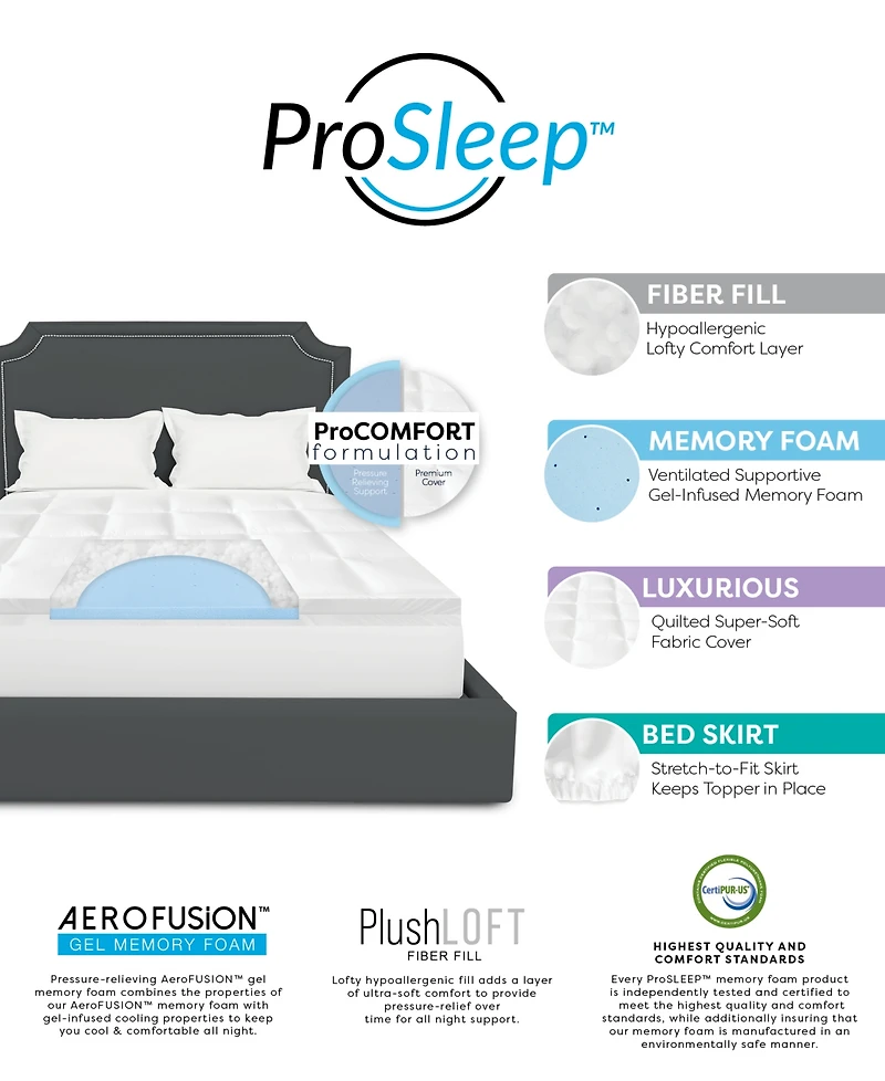 ProSleep 4" Hybrid Fiber and Memory Foam Mattress Topper, King, Exclusively at Macy's
