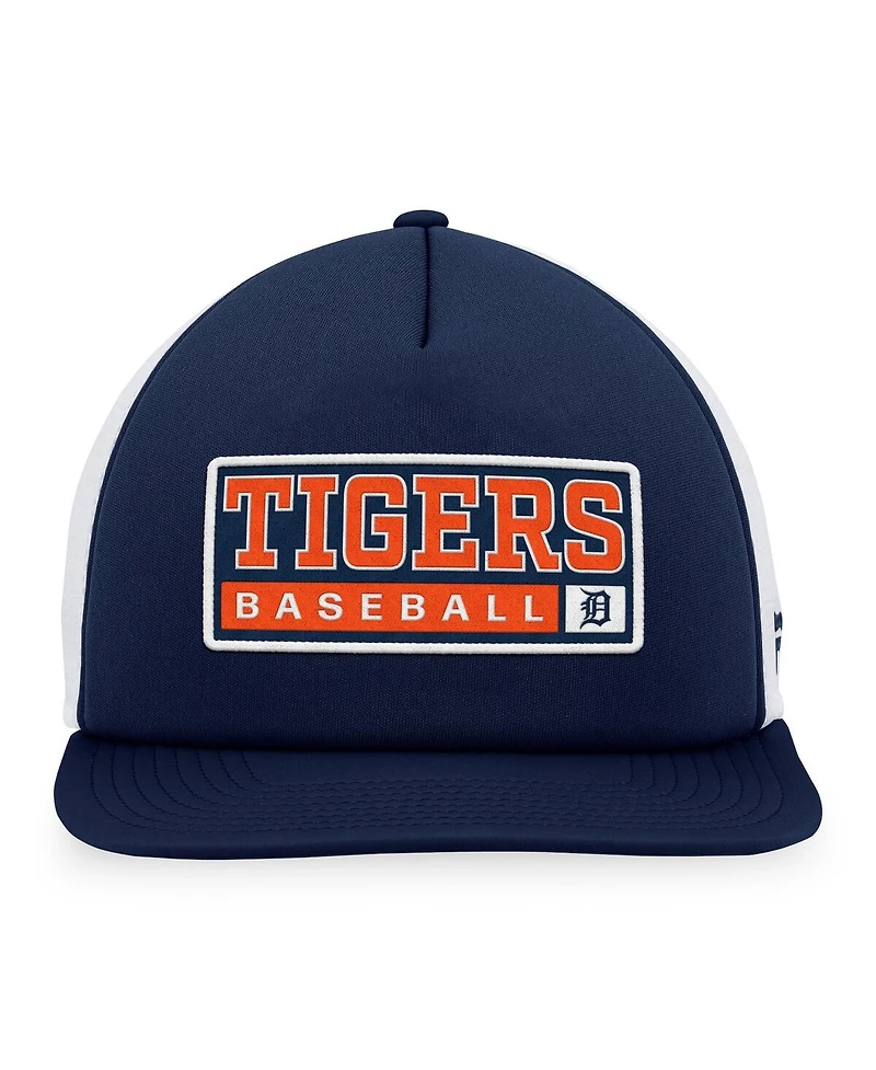 Men's Majestic Navy, White Detroit Tigers Foam Trucker Snapback Hat