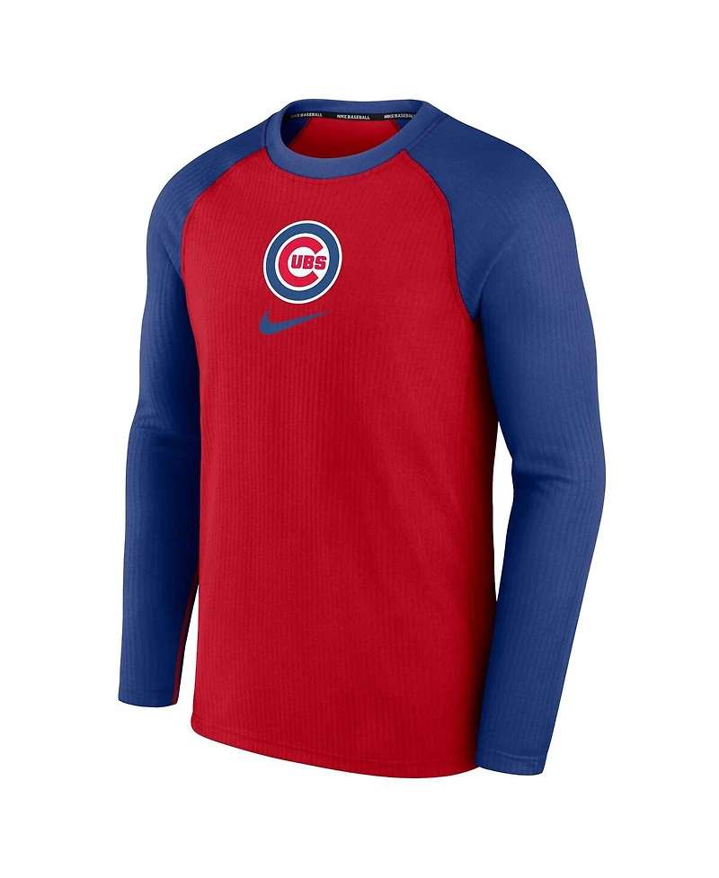 Men's Nike Red Chicago Cubs Authentic Collection Game Raglan Performance Long Sleeve T-shirt