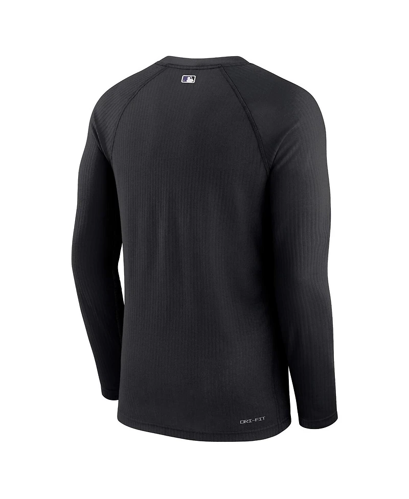 Men's Nike Black Colorado Rockies Authentic Collection Game Raglan Performance Long Sleeve T-shirt