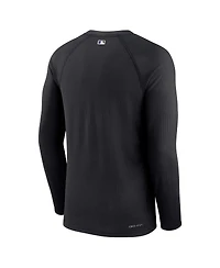 Men's Nike Black Colorado Rockies Authentic Collection Game Raglan Performance Long Sleeve T-shirt