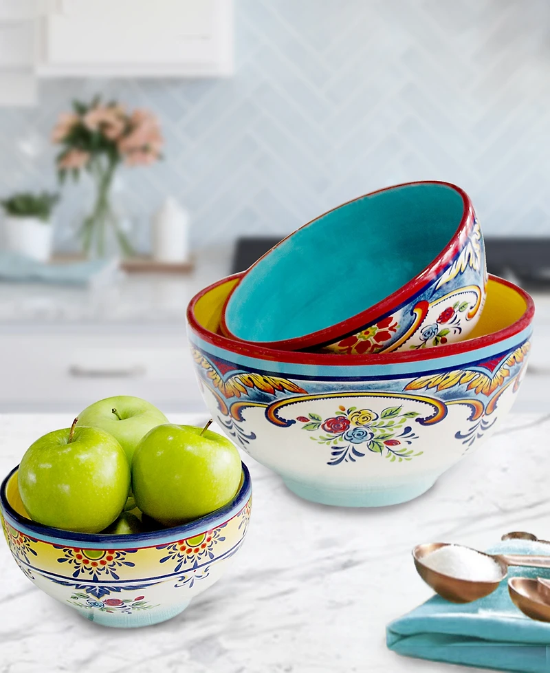 Euro Ceramica Zanzibar Nesting Bowls, Set of 3