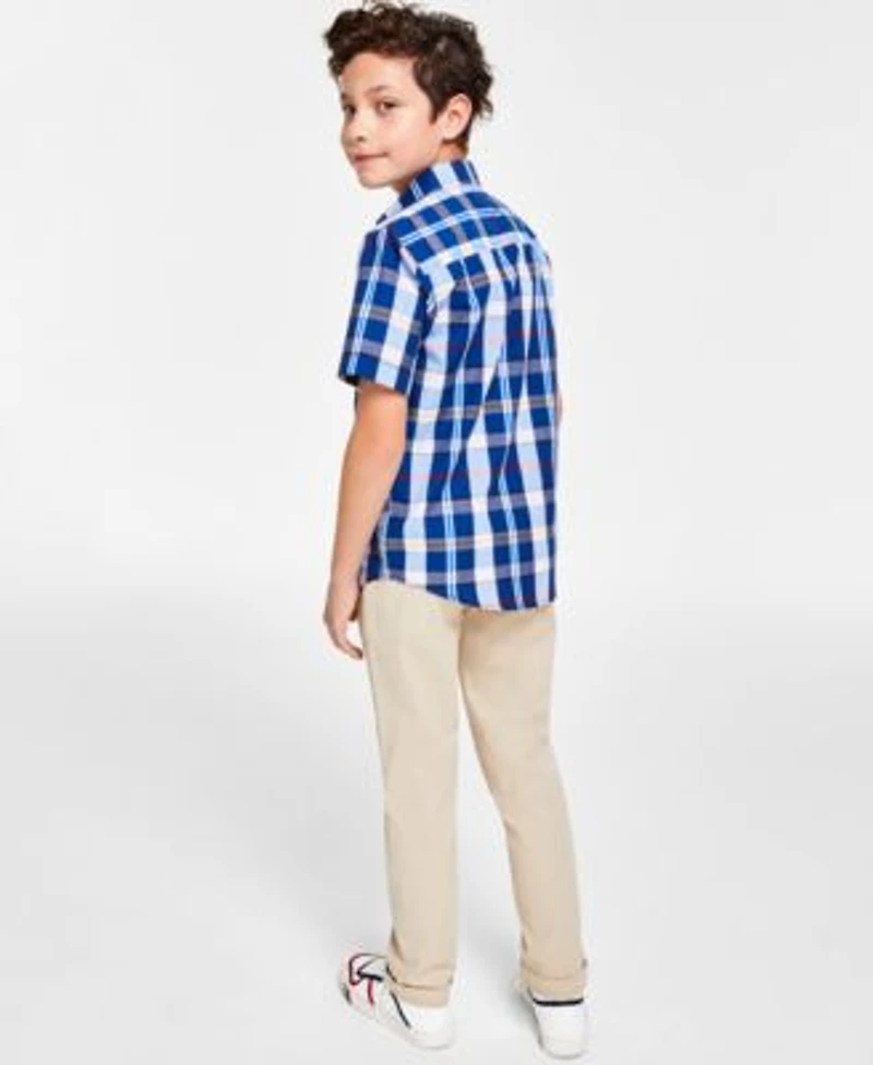Tommy Hilfiger Toddler Little Big Boys Campus Plaid Shirt Flat Front Stretch Chino Pants