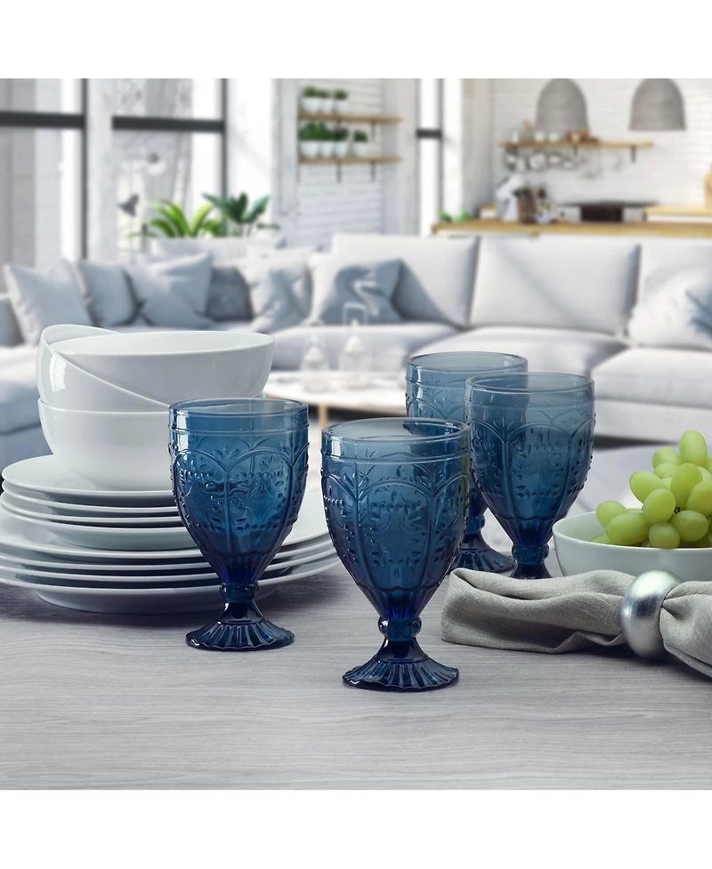 Fitz and Floyd Trestle 12-oz Goblet Glasses 4-Piece Set