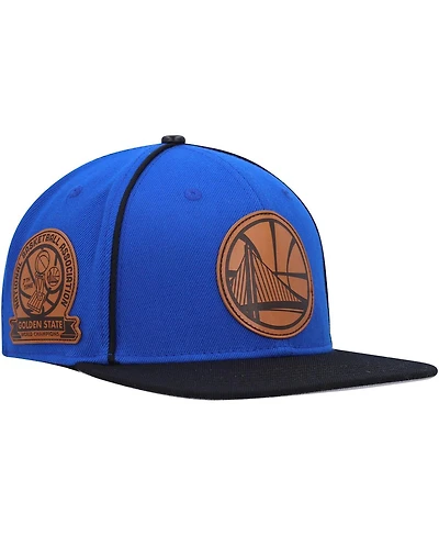 Men's Pro Standard Royal, Black Golden State Warriors Heritage Leather Patch Snapback Hat