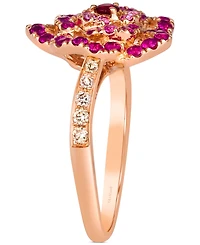 Le Vian Multi-Gemstone (7/8 ct. t.w.) & Nude Diamond (1/6 ct. t.w.) Flower Ring in 14k Rose Gold