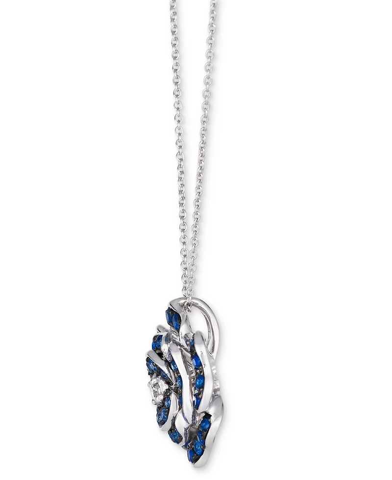 Le Vian Denim Ombre (7/8 ct. t.w.) & Nude Diamond (1/20 ct. t.w.) Flower Pendant Necklace in 14k White Gold, 18" + 2" extender