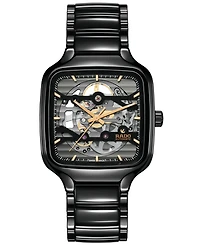 Rado Unisex Swiss Automatic True Square Skeleton Black High-Tech Ceramic Bracelet Watch 38mm