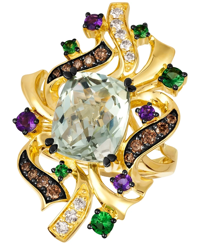 Le Vian Crazy Collection Multi-Gemstone (5-1/3 ct. t.w.) & Diamond (3/8 ct. t.w.) Swirling Cluster Statement Ring in 14k Gold