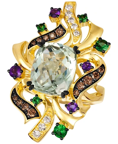 Le Vian Crazy Collection Multi-Gemstone (5-1/3 ct. t.w.) & Diamond (3/8 ct. t.w.) Swirling Cluster Statement Ring in 14k Gold