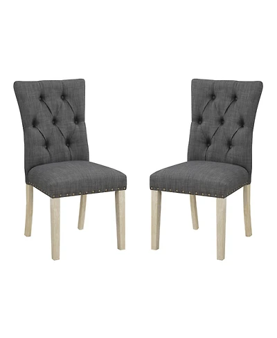 Preston Dining Chair 2-Pack with Antique-like Bronze Nailheads and Brushed Legs Fabric