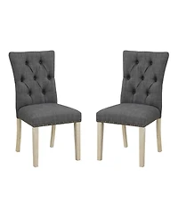 Preston Dining Chair 2-Pack with Antique-like Bronze Nailheads and Brushed Legs Fabric