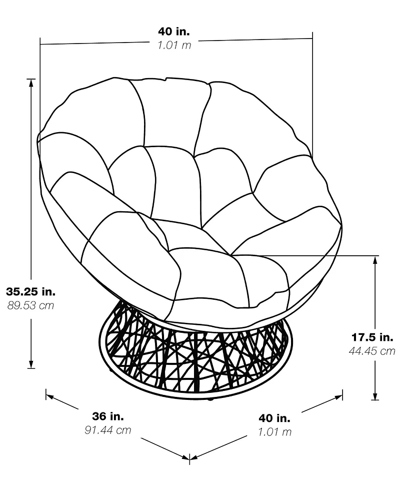 Papasan Chair with Round Pillow Cushion and Wicker Weave
