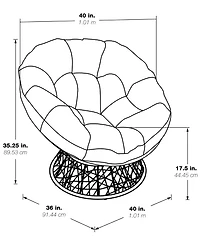 Papasan Chair with Round Pillow Cushion and Wicker Weave