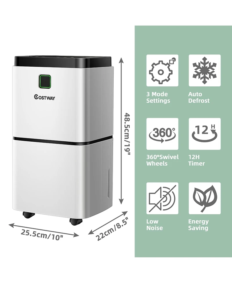 30 Pints 1500 Sq. Ft Dehumidifier For Medium To Large Room w/ Indicator