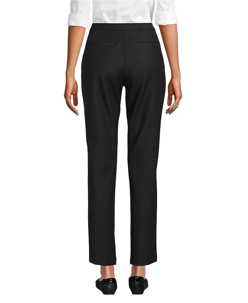 Lands' End Women's High Rise Bi Stretch Pintuck Pencil Ankle Pants