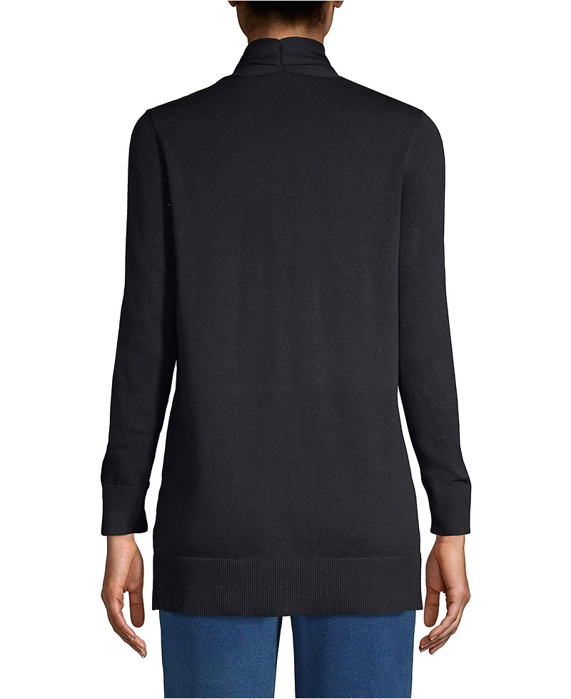 Lands' End Women's Cotton Open Long Sleeve Cardigan Sweater
